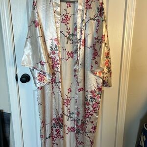 Floral Satin Kimono Robe